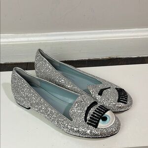 Chiara Ferragni winking glitter flats